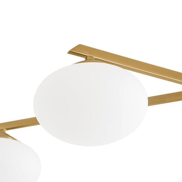 Chandelierias-Midcentury Brass 8-Light Oval Glass Tiered Sputnik Semi-flush Mount-Semi Flush-Brass-
