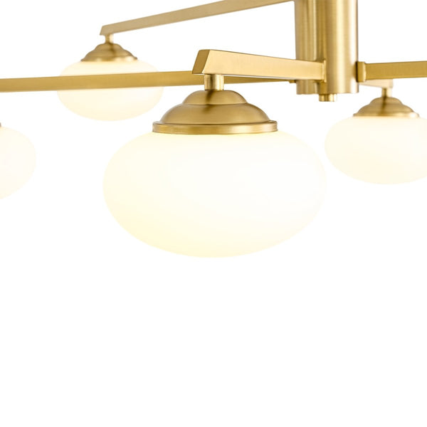Chandelierias-Midcentury Brass 8-Light Oval Glass Tiered Sputnik Semi-flush Mount-Semi Flush-Brass-