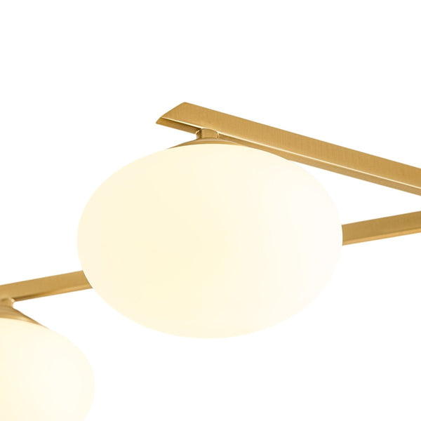 Chandelierias-Midcentury Brass 8-Light Oval Glass Tiered Sputnik Semi-flush Mount-Semi Flush-Brass-