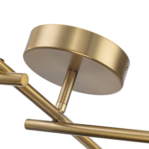 Chandelierias - Midcentury Linear 4 - Light Oval Striped Glass LED Semi - flush Mount - Semi Flush - Brass -