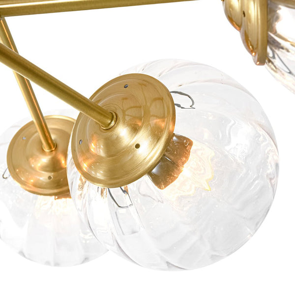 Chandelierias - Midcentury Ornate 12 - Light Striped Glass Bubble Tiered Spuntnik Chandelier - Chandeliers - Brass -