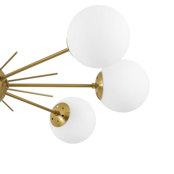 Chandelierias-Midcentury Radial 6-Light Frosted Opal Glass Sunburst Chandelier-Chandeliers-Brass-
