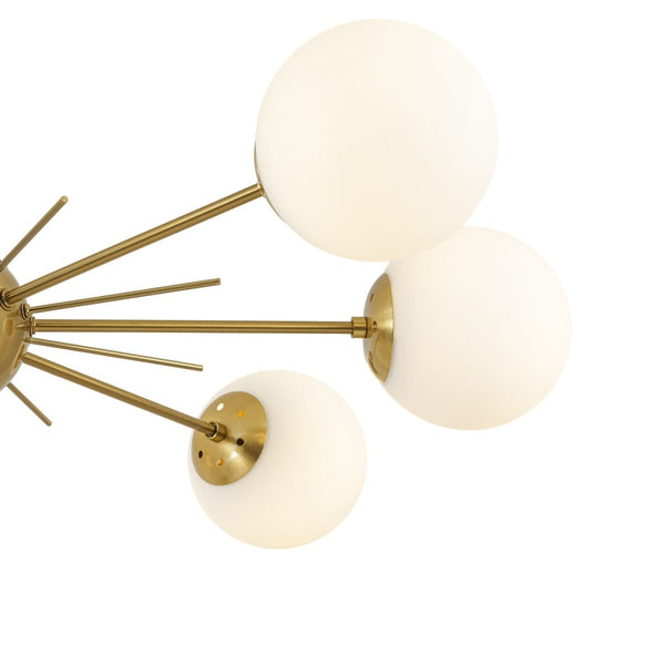 Chandelierias-Midcentury Radial 6-Light Frosted Opal Glass Sunburst Chandelier-Chandeliers-Brass-