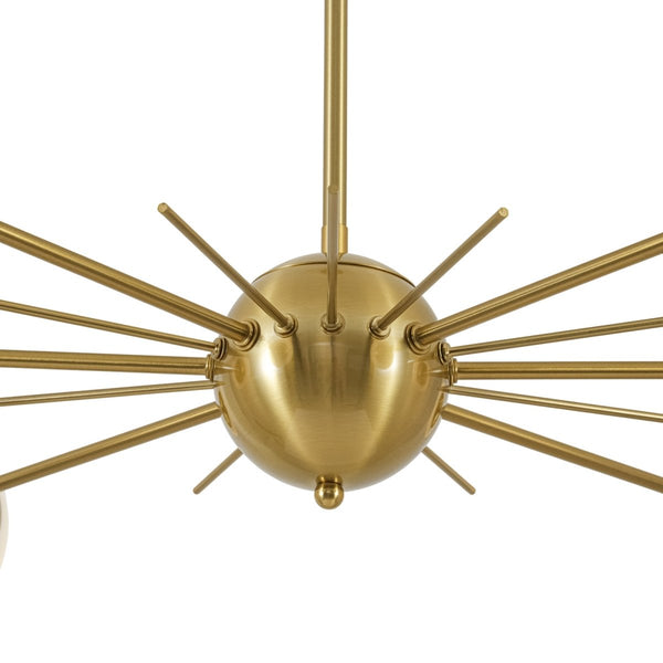 Chandelierias-Midcentury Radial 6-Light Frosted Opal Glass Sunburst Chandelier-Chandeliers-Brass-