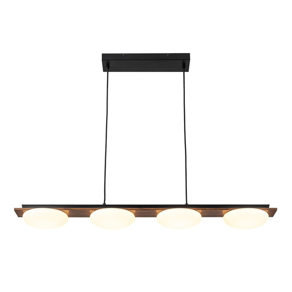 Chandelierias - Minimalist 4 - Light Crafted Faux Wood Linear Dimmable LED Island Chandelier - Chandelier - Round -