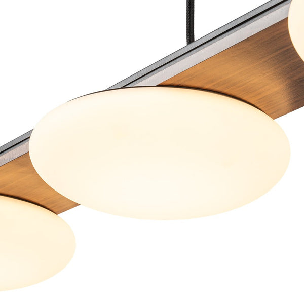 Chandelierias - Minimalist 4 - Light Crafted Faux Wood Linear Dimmable LED Island Chandelier - Chandelier - Round -