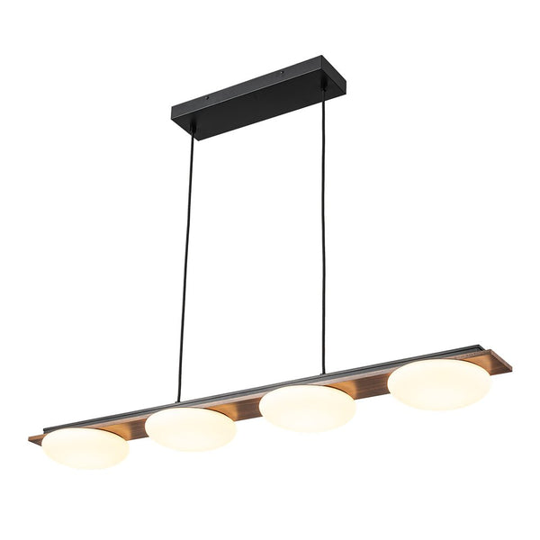 Chandelierias - Minimalist 4 - Light Crafted Faux Wood Linear Dimmable LED Island Chandelier - Chandelier - Round -