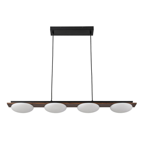 Chandelierias - Minimalist 4 - Light Crafted Faux Wood Linear Dimmable LED Island Chandelier - Chandelier - Round -