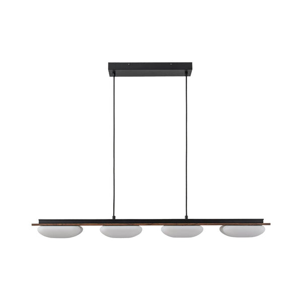 Chandelierias - Minimalist 4 - Light Crafted Faux Wood Linear Dimmable LED Island Chandelier - Chandelier - Walnut -