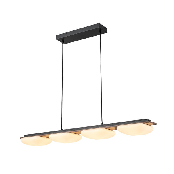 Chandelierias - Minimalist 4 - Light Crafted Faux Wood Linear Dimmable LED Island Chandelier - Chandelier - Walnut -