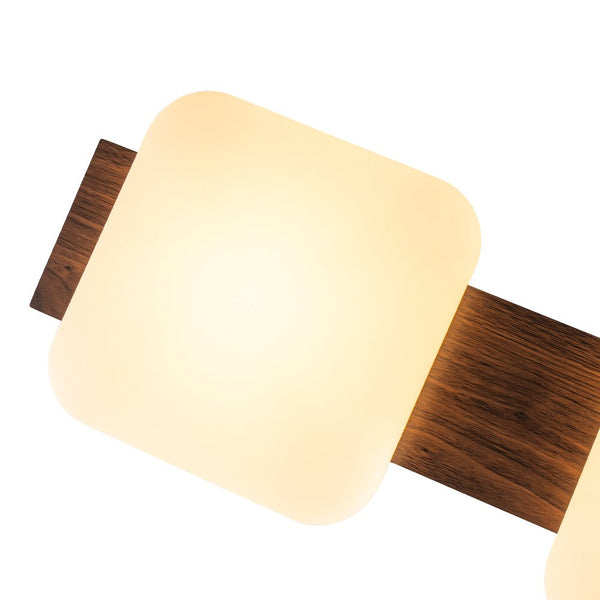 Chandelierias - Minimalist 4 - Light Crafted Faux Wood Linear Dimmable LED Island Chandelier - Chandelier - Walnut -