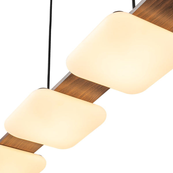 Chandelierias - Minimalist 4 - Light Crafted Faux Wood Linear Dimmable LED Island Chandelier - Chandelier - Walnut -