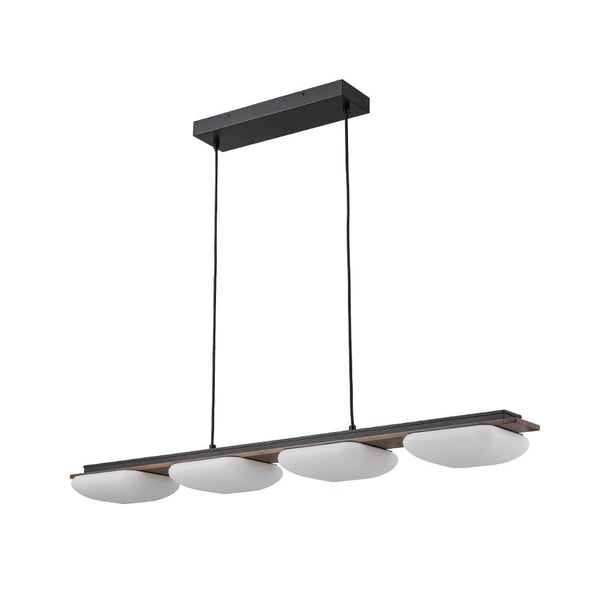 Chandelierias - Minimalist 4 - Light Crafted Faux Wood Linear Dimmable LED Island Chandelier - Chandelier - Walnut -