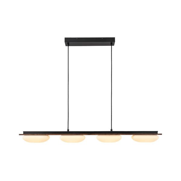 Chandelierias - Minimalist 4 - Light Crafted Faux Wood Linear Dimmable LED Island Chandelier - Chandelier - Walnut -