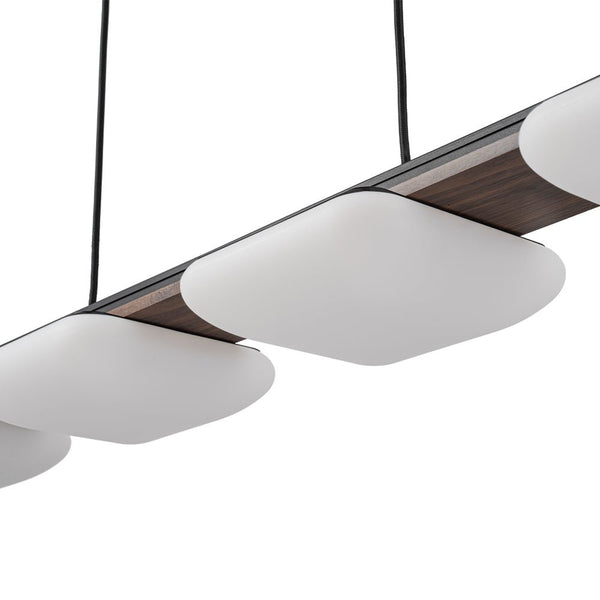 Chandelierias - Minimalist 4 - Light Crafted Faux Wood Linear Dimmable LED Island Chandelier - Chandelier - Walnut -
