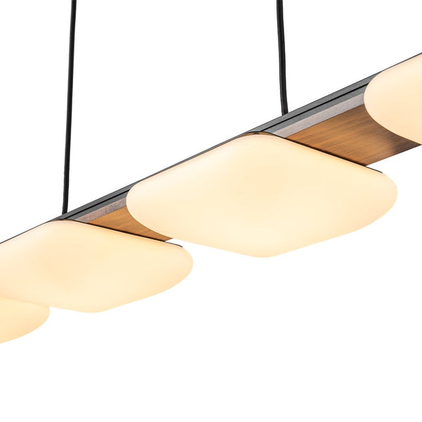 Chandelierias - Minimalist 4 - Light Crafted Faux Wood Linear Dimmable LED Island Chandelier - Chandelier - Walnut -