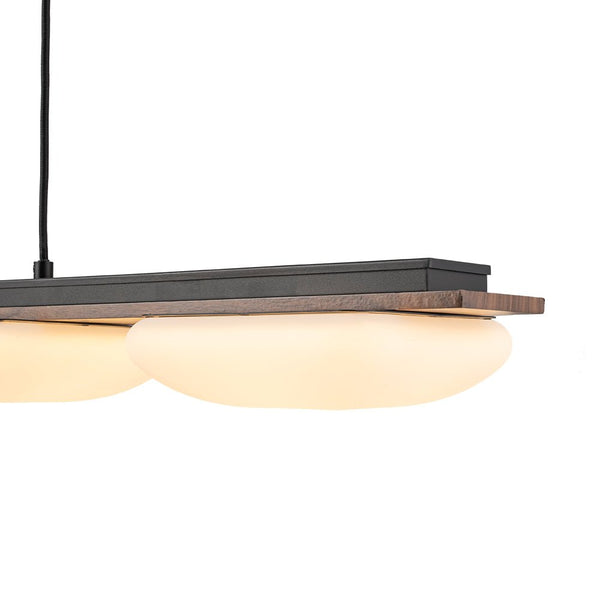 Chandelierias - Minimalist 4 - Light Crafted Faux Wood Linear Dimmable LED Island Chandelier - Chandelier - Walnut -