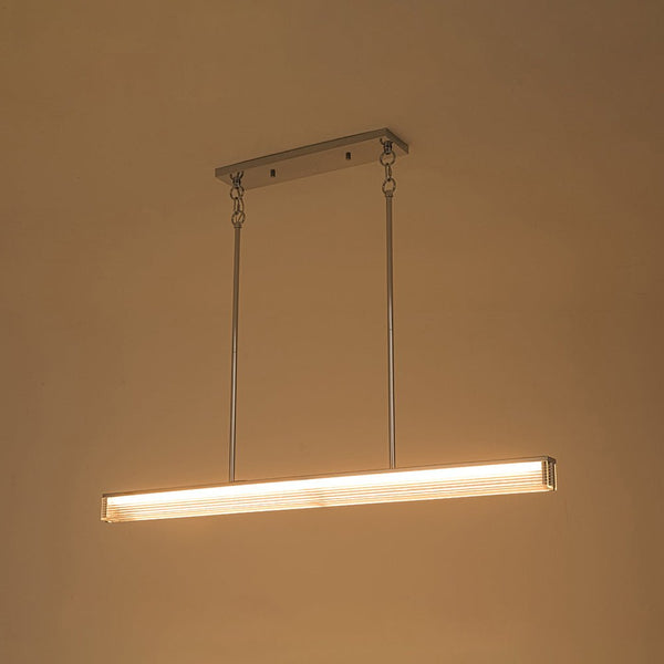 Chandelierias-Minimalist Elongated LED Linear Glass LED Dining Pendant-Pendants-Silver-
