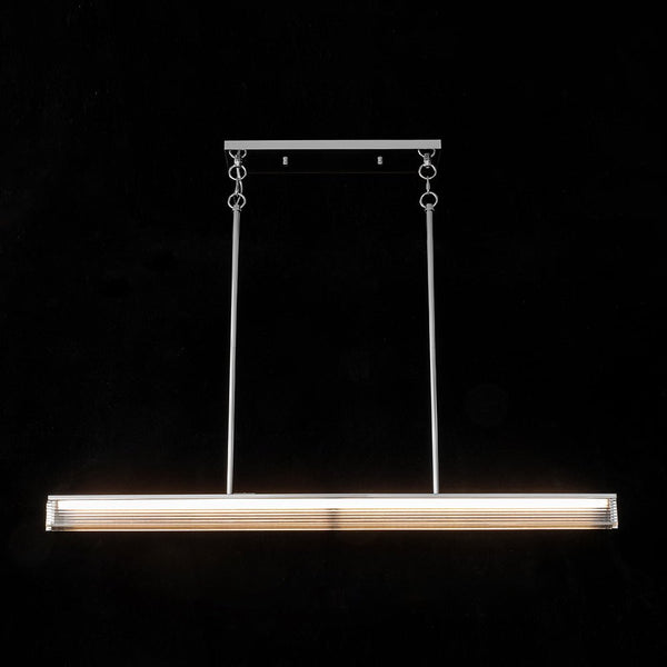 Chandelierias-Minimalist Elongated LED Linear Glass LED Dining Pendant-Pendants-Silver-