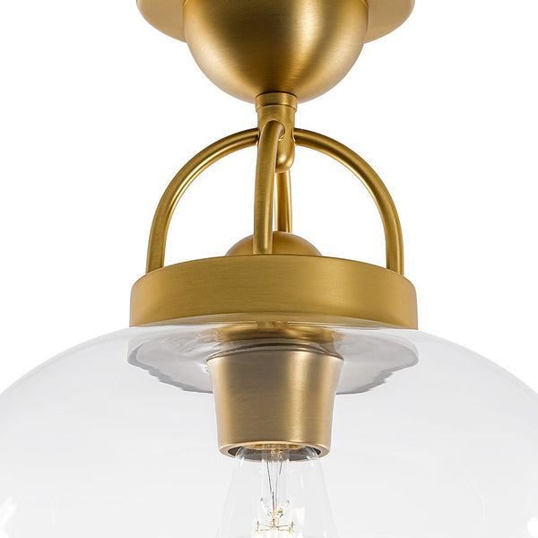 Chandelierias - Modern 1 - Light Clear Domed Globe Semi - flush Mount - Semi Flush - Brass -