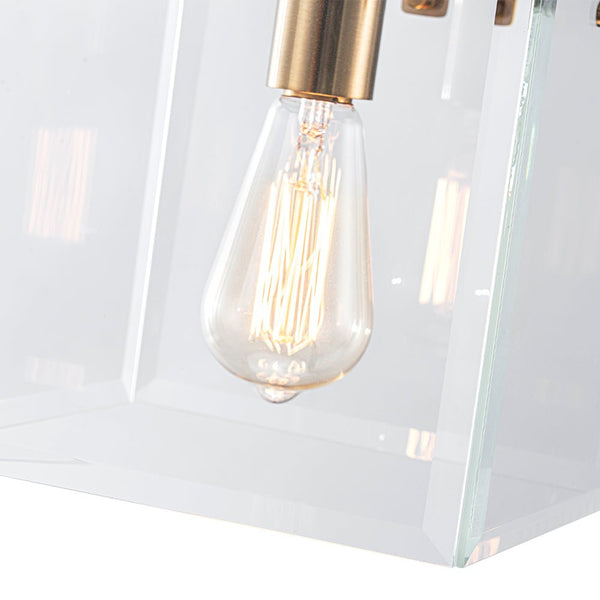 Chandelierias - Modern 1 - Light Clear Glass Square Lantern Pendant - Pendant - Black & Brass -