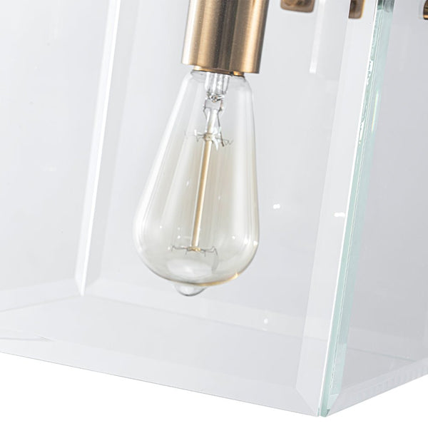 Chandelierias - Modern 1 - Light Clear Glass Square Lantern Pendant - Pendant - Black & Brass -