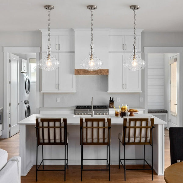 Chandelierias - Modern 1 - Light Clear Hammered Glass Mini Pendant - Pendant - Brass -