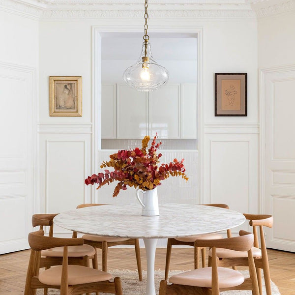 Chandelierias - Modern 1 - Light Clear Hammered Glass Mini Pendant - Pendant - Brass -