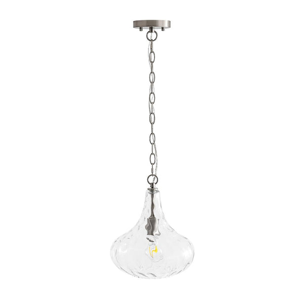 Chandelierias - Modern 1 - Light Clear Hammered Glass Mini Pendant - Pendant - Nickel -