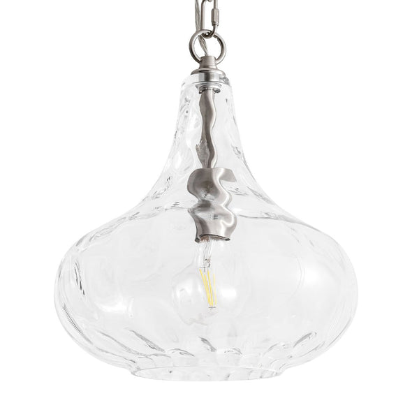 Chandelierias - Modern 1 - Light Clear Hammered Glass Mini Pendant - Pendant - Nickel -
