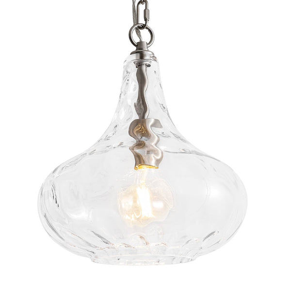 Chandelierias - Modern 1 - Light Clear Hammered Glass Mini Pendant - Pendant - Nickel -