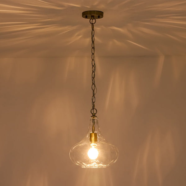 Chandelierias - Modern 1 - Light Clear Hammered Glass Mini Pendant - Pendant - Nickel -