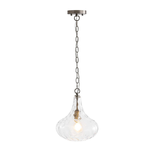 Chandelierias - Modern 1 - Light Clear Hammered Glass Mini Pendant - Pendant - Nickel -