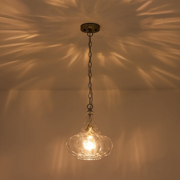 Chandelierias - Modern 1 - Light Clear Hammered Glass Mini Pendant - Pendant - Nickel -