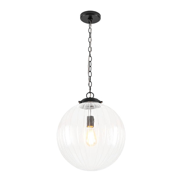 Chandelierias - Modern 1 - Light Dimmable Ribbed Glass Pendant - Pendant - Black -