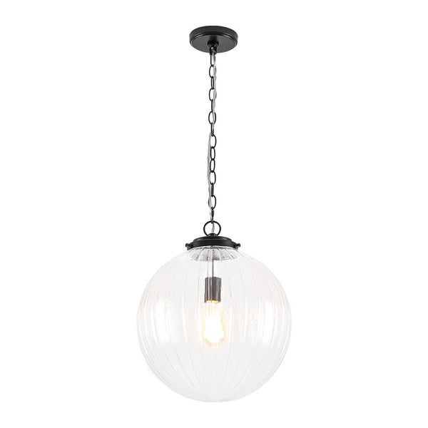 Chandelierias - Modern 1 - Light Dimmable Ribbed Glass Pendant - Pendant - Black -