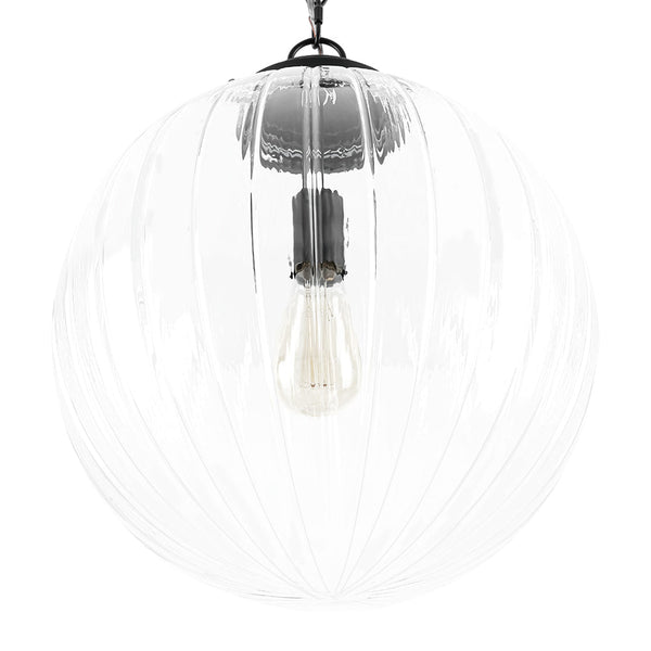 Chandelierias - Modern 1 - Light Dimmable Ribbed Glass Pendant - Pendant - Black -