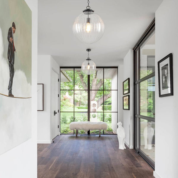 Chandelierias - Modern 1 - Light Dimmable Ribbed Glass Pendant - Pendant - Black -