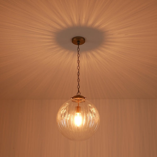 Chandelierias - Modern 1 - Light Dimmable Ribbed Glass Pendant - Pendant - Black -