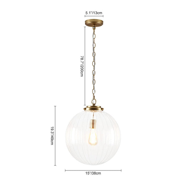 Chandelierias - Modern 1 - Light Dimmable Ribbed Glass Pendant - Pendant - Black -