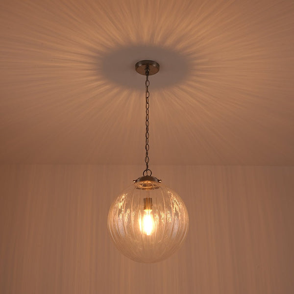 Chandelierias - Modern 1 - Light Dimmable Ribbed Glass Pendant - Pendant - Black -