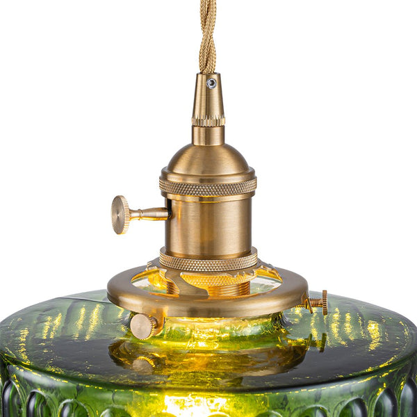 Chandelierias-Modern 1-Light Fluted Drum Glass Single Island Pendant-Pendants-Clear-