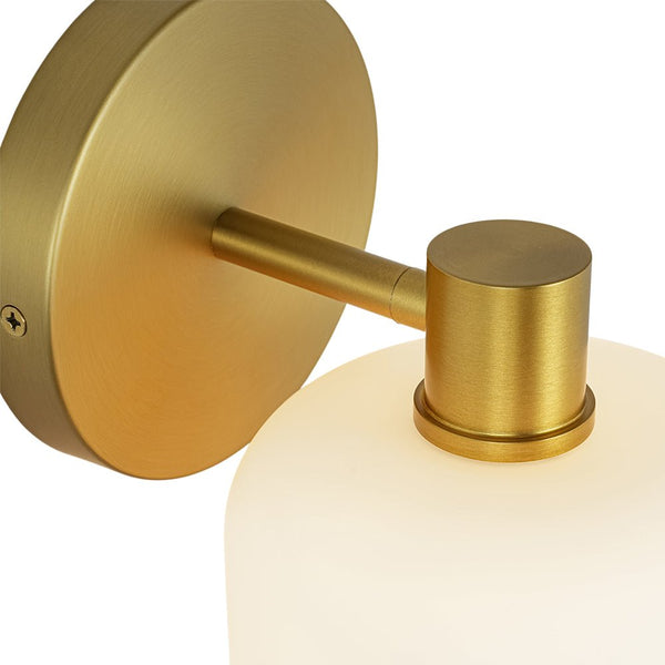 Chandelierias - Modern 1 - Light Frosted White Rounded Glass Wall Sconce - Wall Light - Brass -