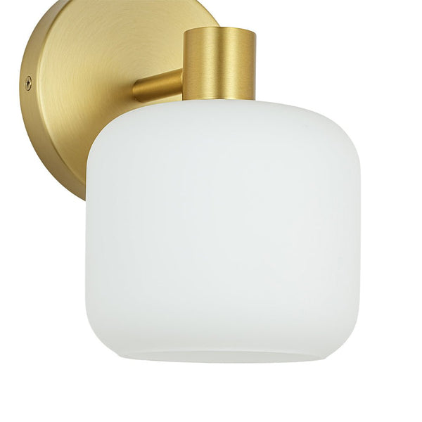 Chandelierias - Modern 1 - Light Frosted White Rounded Glass Wall Sconce - Wall Light - Brass -