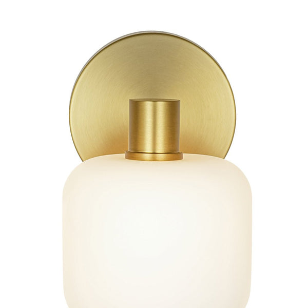 Chandelierias - Modern 1 - Light Frosted White Rounded Glass Wall Sconce - Wall Light - Brass -