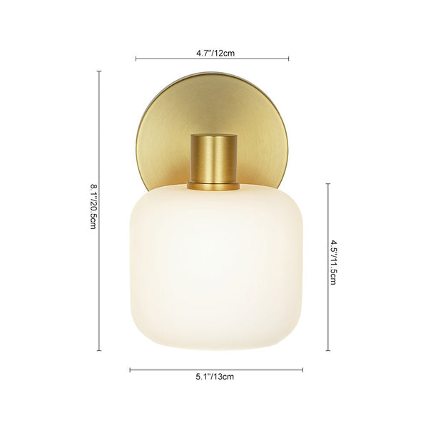 Chandelierias - Modern 1 - Light Frosted White Rounded Glass Wall Sconce - Wall Light - Brass -