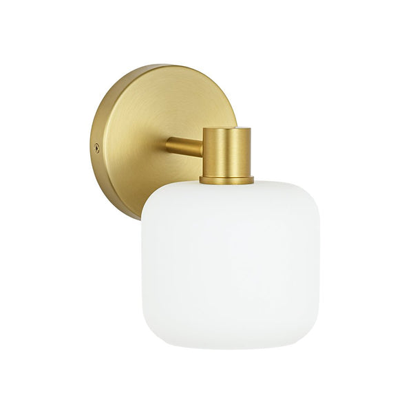Chandelierias - Modern 1 - Light Frosted White Rounded Glass Wall Sconce - Wall Light - Brass -