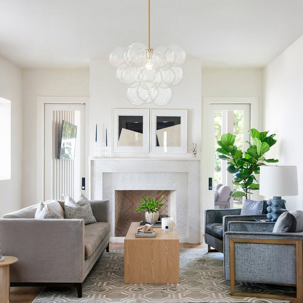 Chandelierias - Modern 1 - Light Glass Globe Cluster Bubble Chandelier - Chandeliers - Clear Glass -