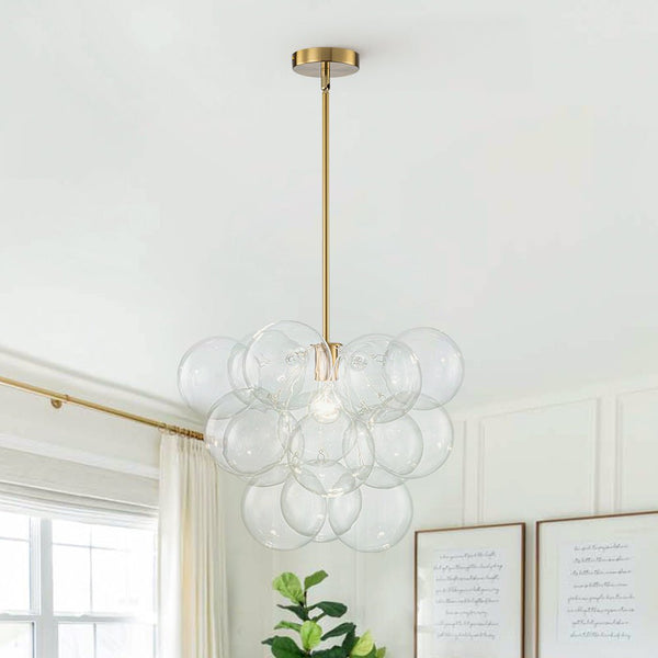Chandelierias - Modern 1 - Light Glass Globe Cluster Bubble Chandelier - Chandeliers - Clear Glass -