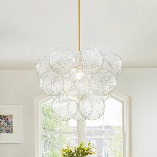 Chandelierias - Modern 1 - Light Glass Globe Cluster Bubble Chandelier - Chandeliers - Swirled Glass -
